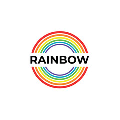 rainbow rabbit logo design vector