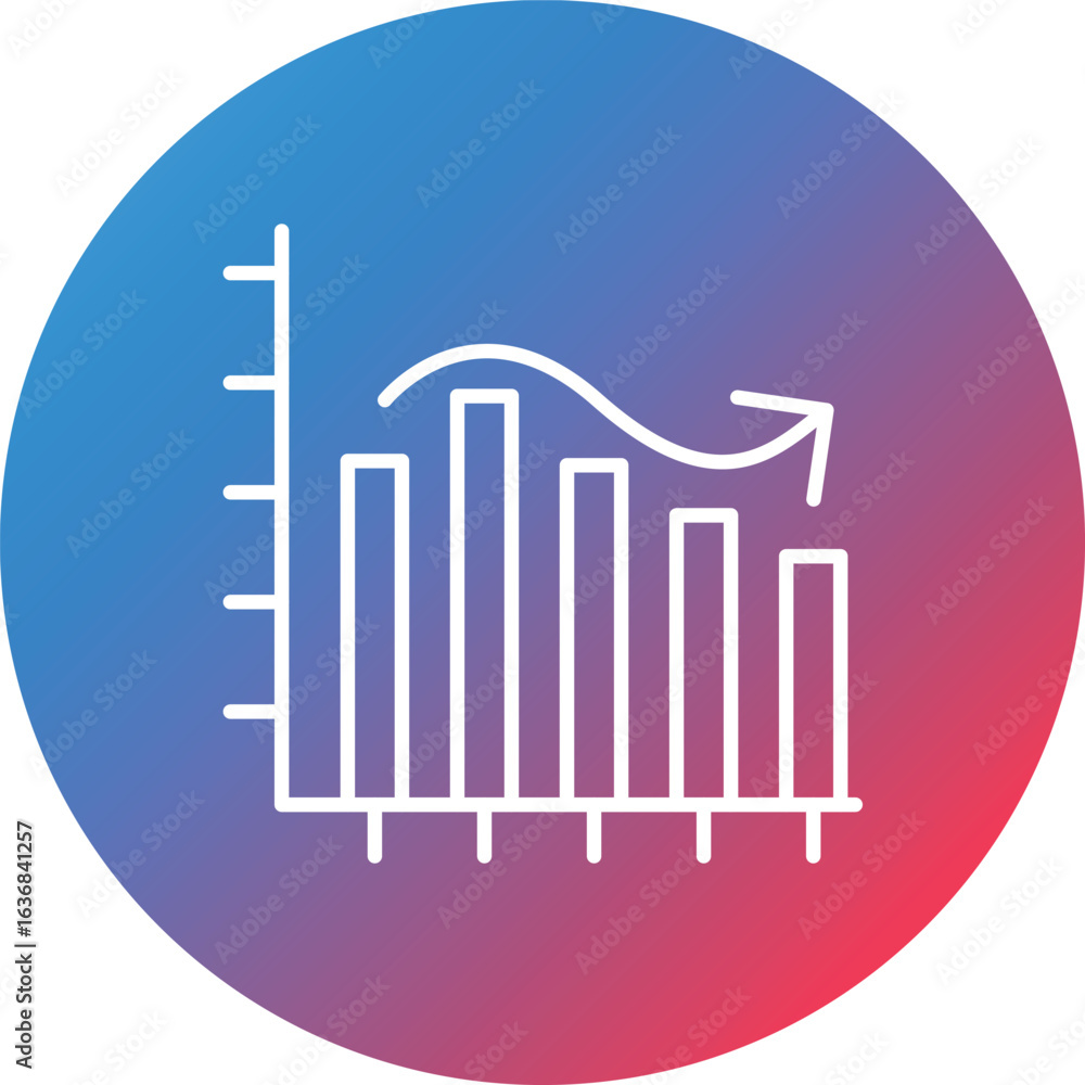 Poster bell shaped graph line gradient circle background icon