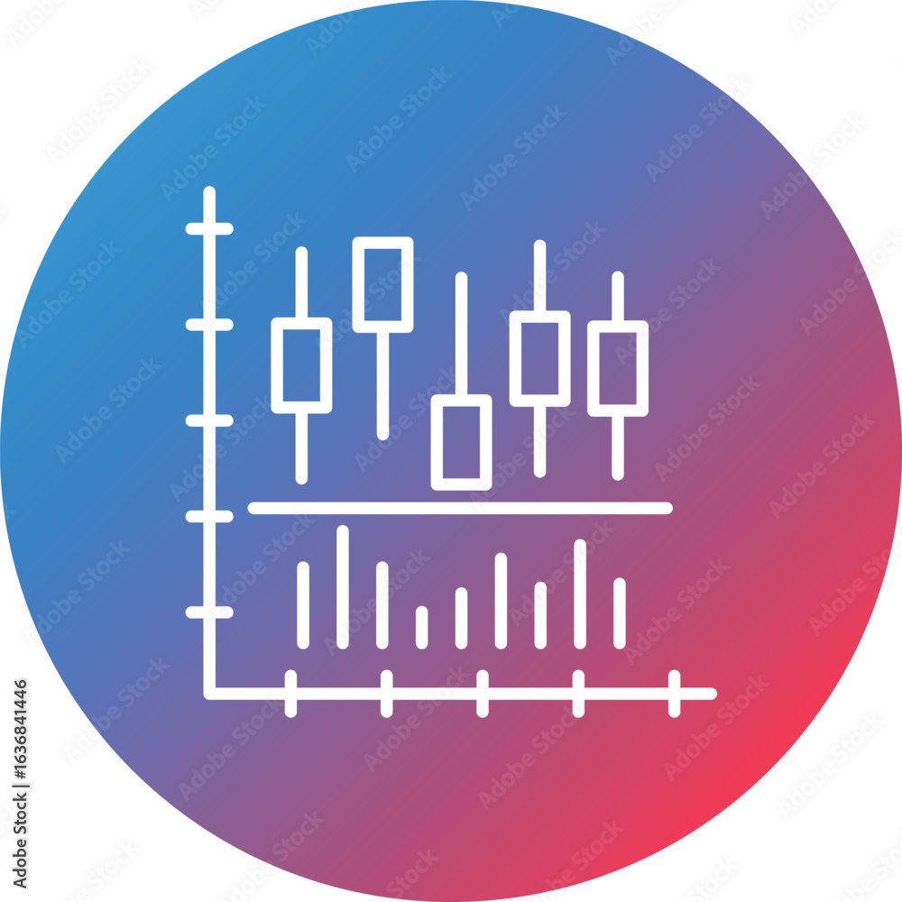 Poster candlestick chart line gradient circle background icon