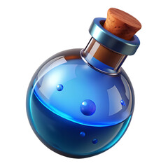 Crystal Mana Potion 3d game icon on transparent background