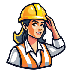 Smiling Female Construction Worker with Hard Hat Giving a Thumbs Up Conveying Approval and Positivity in the Workplace