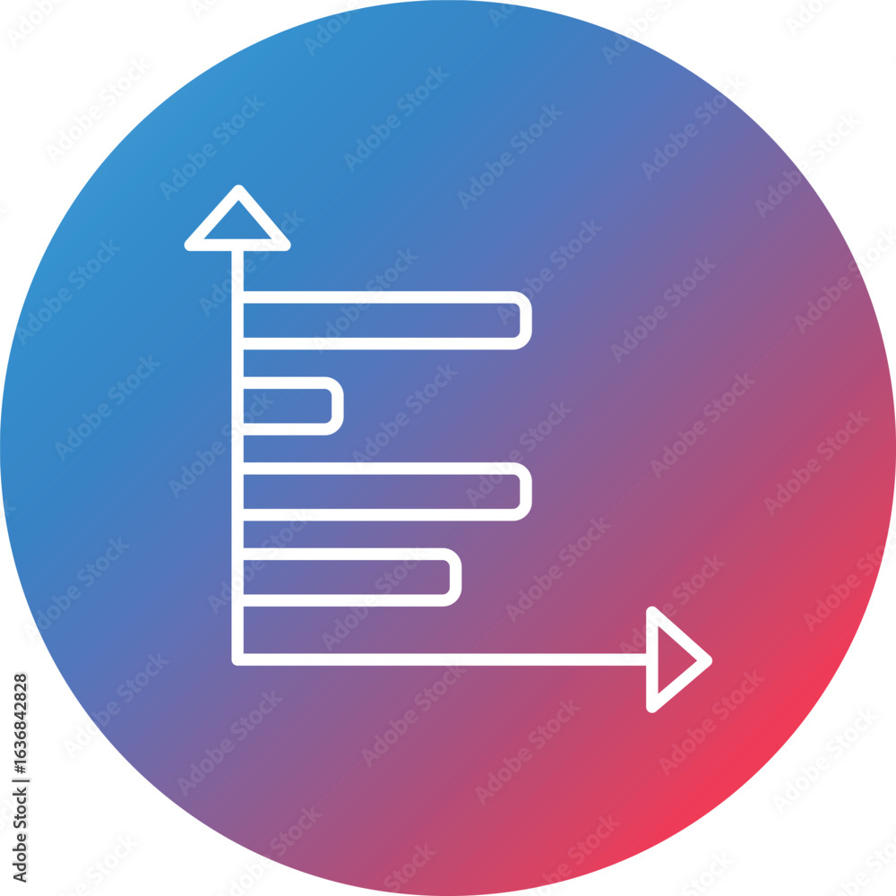 Poster horizontal bar chart line gradient circle background icon