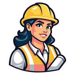 Smiling Female Construction Worker with Hard Hat Giving a Thumbs Up Conveying Approval and Positivity in the Workplace