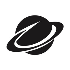 Planet icon with single tilted ring in minimalist design
