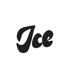 Vector illustration of the word Ice in black on a white background. Minimalist line art design for use in logos, stickers, prints, and branding related to cold, frozen, or summer themes.