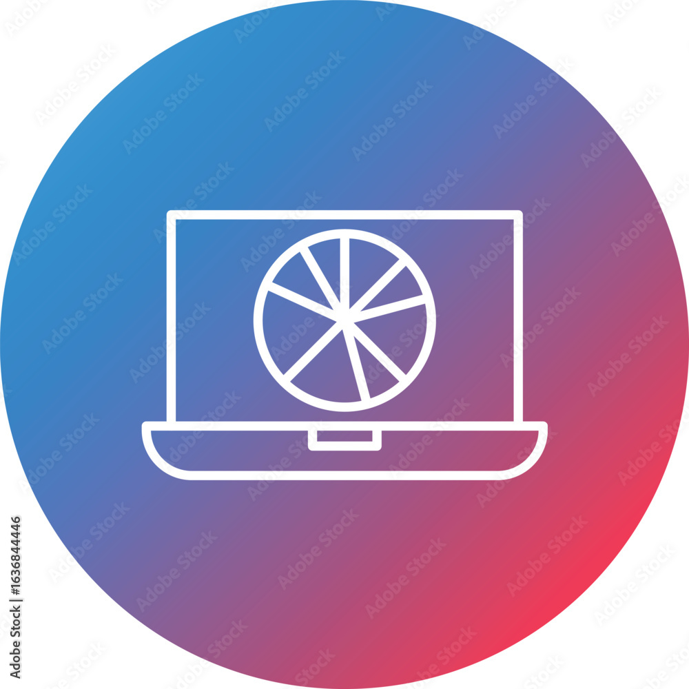 Poster pie chart pieces line gradient circle background icon