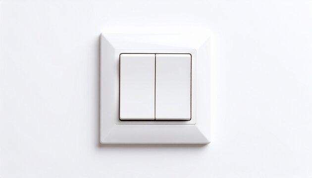 White double light switch mounted on a white wall.
