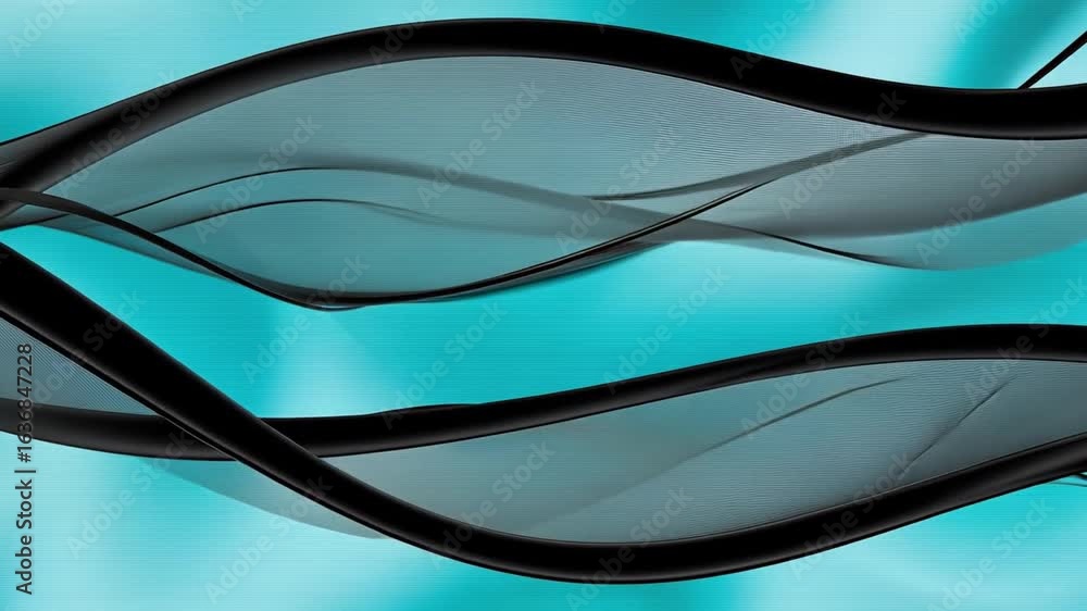 Aufkleber abstract waves in turquoise and black with smooth flowing motion and ethereal background for creativ