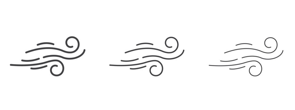 Windy icon vector Graphics. Black thin lines icons