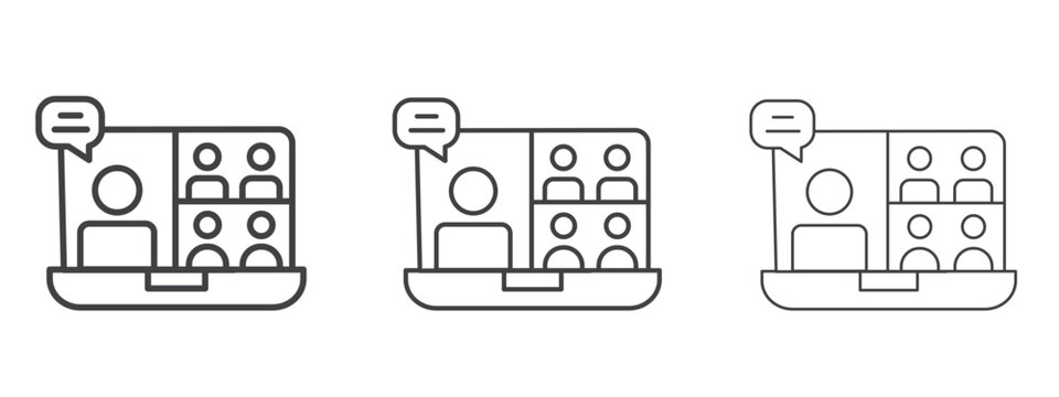 Webinar icon vector Graphics. Black thin lines icons