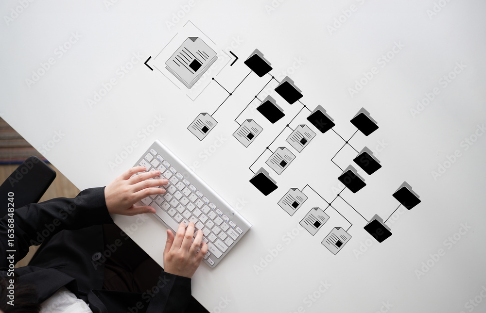 Poster digital file structure showing folder organization, file hierarchy, and document arrangement. file s