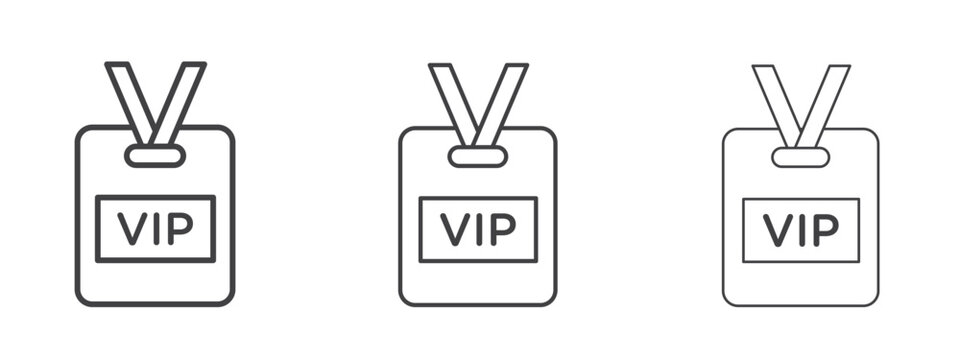 VIP pass icon vector Graphics. Black thin lines icons
