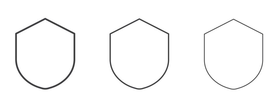 Shield icon vector Graphics. Black thin lines icons
