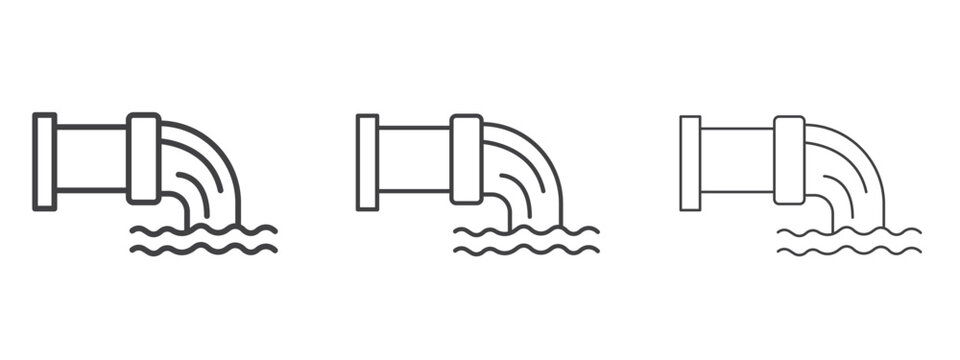 Sewage icon vector Graphics. Black thin lines icons