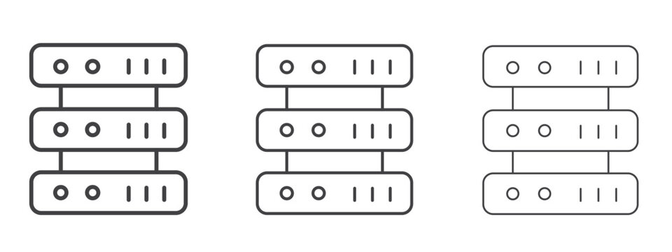 Server rack icon vector Graphics. Black thin lines icons