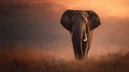 Obraz premium elephant in the sunset