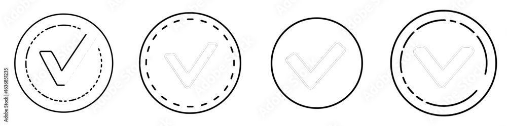 Poster a green circle is used to confirm a checkbox or check box line art icon for apps and websites