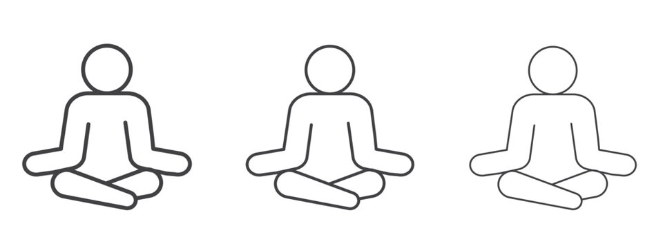 Meditation icon vector Graphics. Black thin lines icons