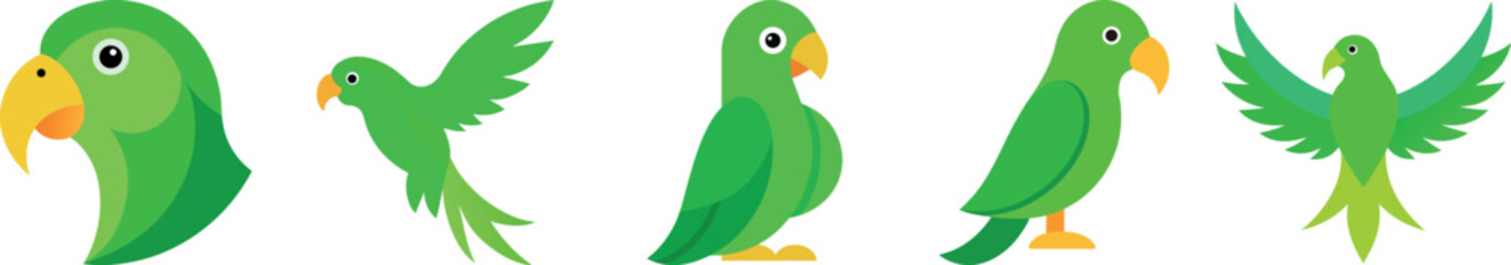 Obraz premium Parrot Vector Bundle – Colorful Tropical Bird Illustration Collection