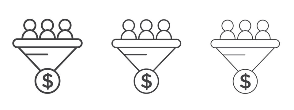 Lead conversion icon vector Graphics. Black thin lines icons