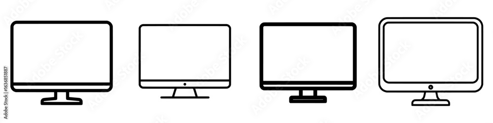 Poster flat icon of a computer monitor screen for use on apps and websites
