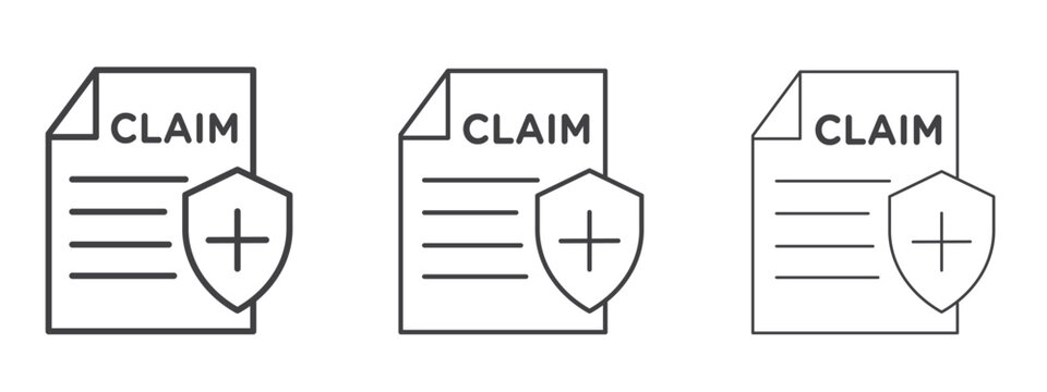 Insurance Claim icon vector Graphics. Black thin lines icons