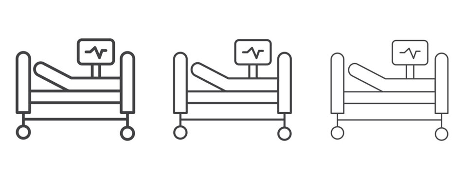 Hospital bed icon vector Graphics. Black thin lines icons