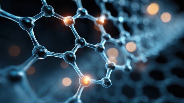 intricate molecular structure glowing atoms