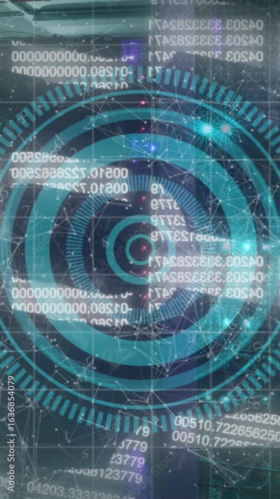Poster animation of processing circle over block chain