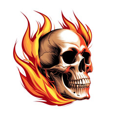 Flaming skull illustration transparent background graphic design