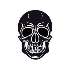 Fototapeta premium Black and white skull illustration transparent background
