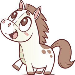 Adorable cartoon horse character with big eyes and spots