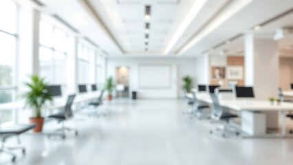 Abstract blurred modern office space with clean lines, suggesting a professional workspace.