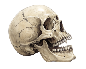 Human Skull with Sharp Teeth – Isolated on White Background – PNG – GENERATIVE AI