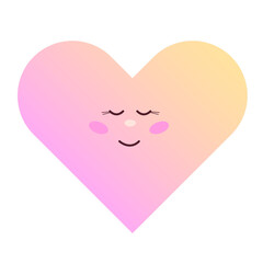 Cute Cartoon Heart Character. Kawaii Pink Isolated Transparent  Smiling Face Icon. Wedding or Valentine Day Greeting Card Decoration Design Element. Baby Party Print.	