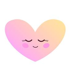 Cute Cartoon Heart Character. Kawaii Pink Isolated Transparent  Smiling Face Icon. Wedding or Valentine Day Greeting Card Decoration Design Element. Baby Party Print.	