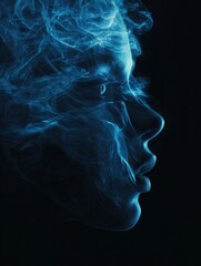 blue smoke on black