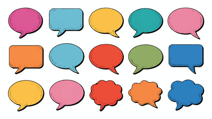 Colorful Hand Drawn Speech Bubbles Set for Communication and Design Projects Vector Illustration Graphic Resource