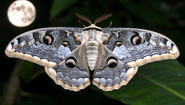 Detailed close-up of a large moth