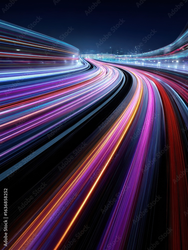 Poster innovative digital highway where luminous data streams rush forward reflecting the speed of modern c