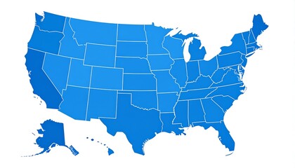 USA map in shades of blue