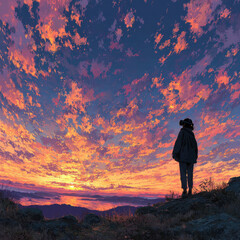 Obraz premium Dreamy Sunset Over Mountain Escape