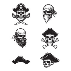 pirate skull set illustration