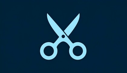 Light blue scissors icon on a dark blue background