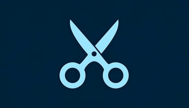 Light blue scissors icon on a dark blue background