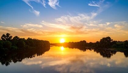 Obraz premium Scenic sunset over river