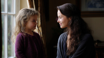 A warm mother-daughter conversation in a softly lit room