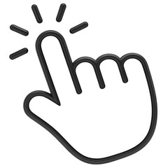 Obraz premium 3D Pointing Hand Click Icon – Interactive Web Navigation Pointer PNG