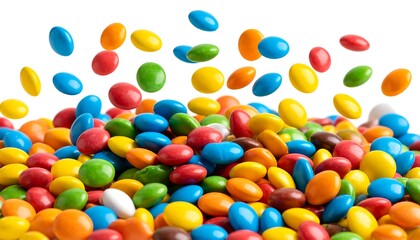Obraz premium Colorful round candies in a pile and falling