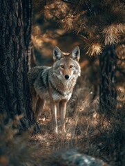 Fototapeta premium coyote in its natural habitat wildlife photography generative ai